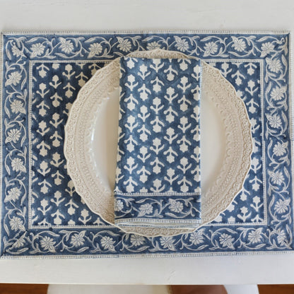 Charlotte Indigo - Fabric Napkins Set of 4