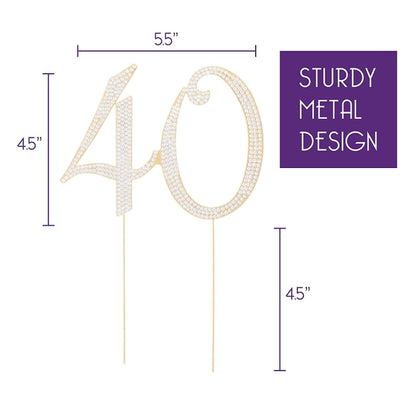 Gold 40 Crystal Cake Topper