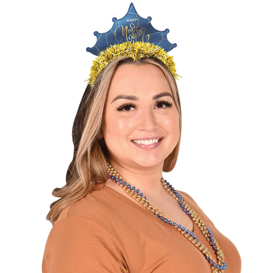 Midnight Blue and Gold New Year Tiaras, Pack of 50