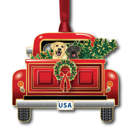Holiday Pickup Brass Ornament