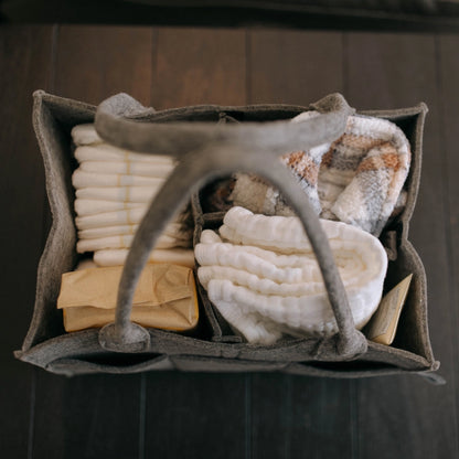Parker Baby Co. Felt Diaper Caddy Organizer – Peppercorn