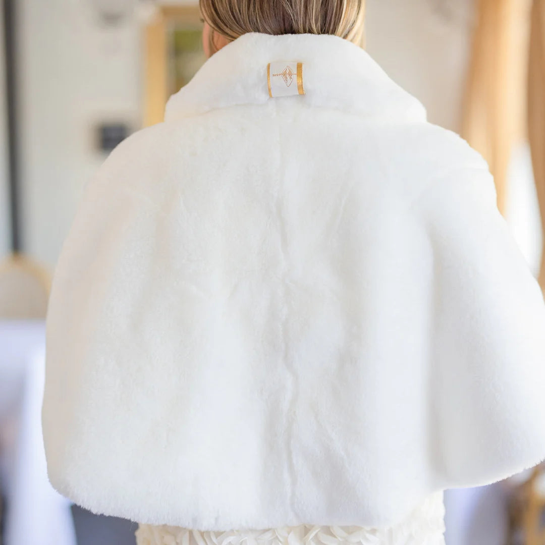 Wedding White Faux Fur Collins Capelet