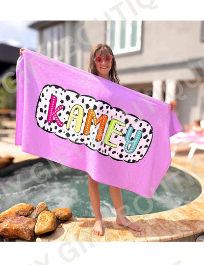Dalmatian Dots Personalized Beach Towels