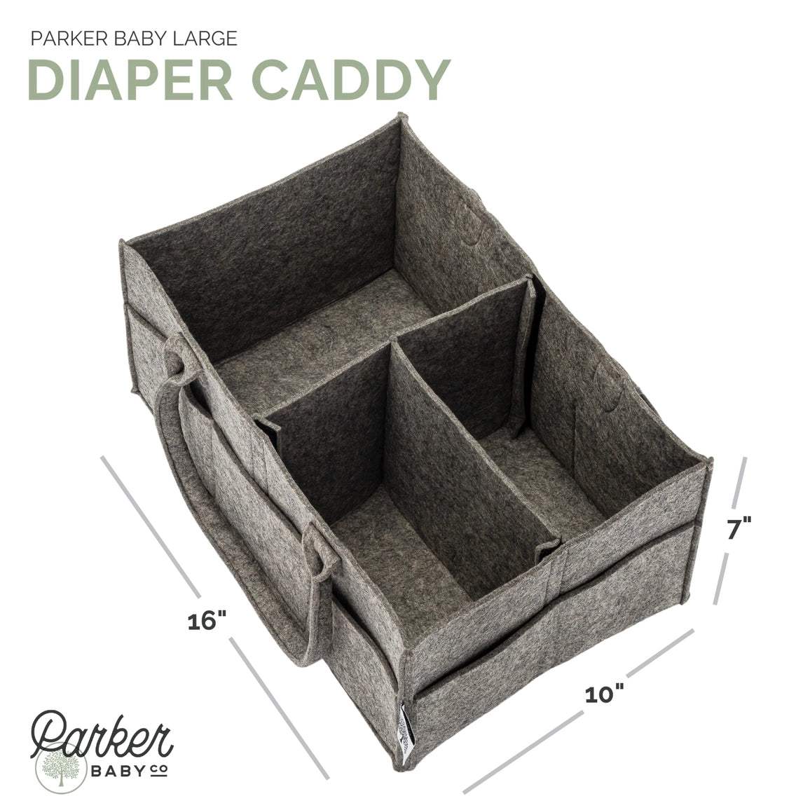 Parker Baby Co. Felt Diaper Caddy Organizer – Peppercorn