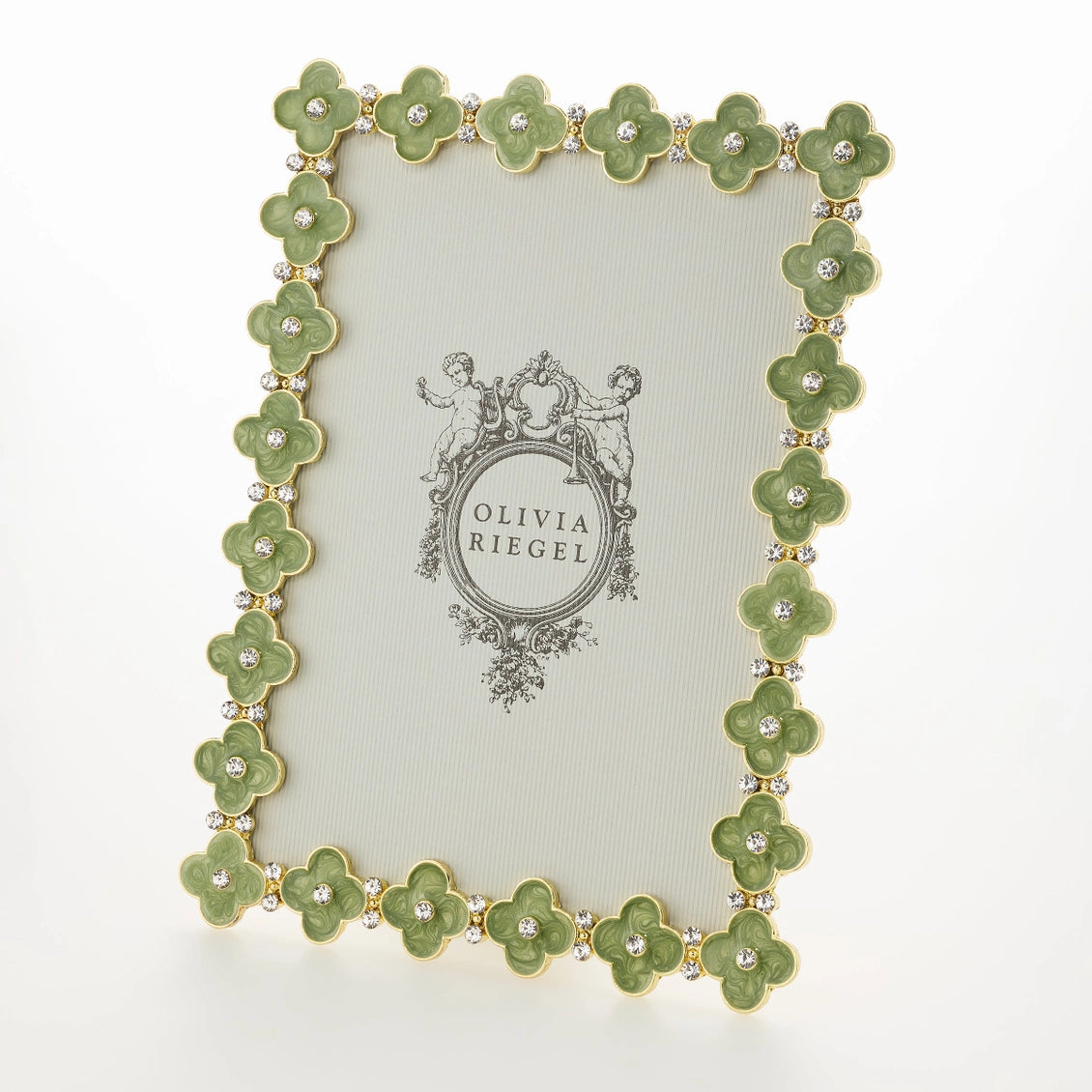 Gold Celadon Enamel Clover 5" X 7" Frame by Olivia Riegel