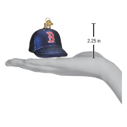 Red Sox Baseball Cap Blown Glass Ornament