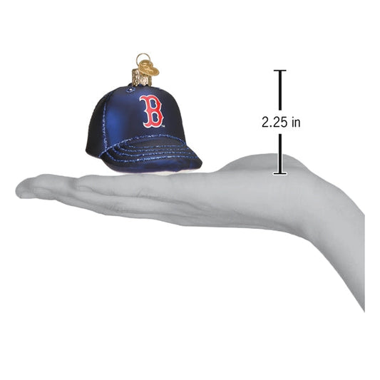 Red Sox Baseball Cap Blown Glass Ornament