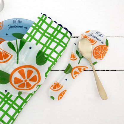 Oranges - 9.25" Glass Spoon Rest