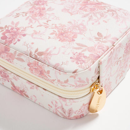 Floral Travel Jewelry Box with Mirror