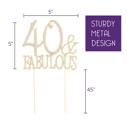 40 & Fabulous Gold Crystal Cake Topper