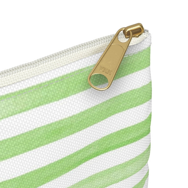 Green Stripes with Pink Golf Cart Canvas Pouch