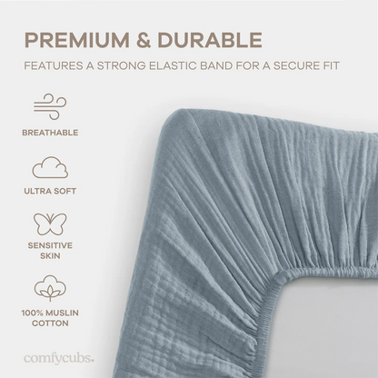 Comfy Cubs Muslin Bassinet Sheet, 2-Pack 100% Soft Cotton