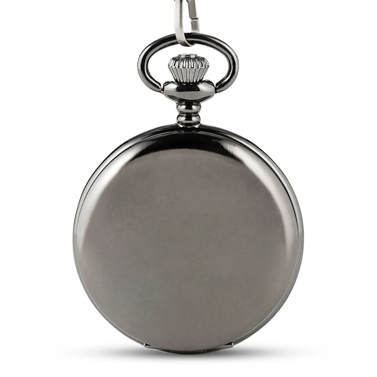 Grey Metal Mechanical Pocket Watch & Fob - Blank