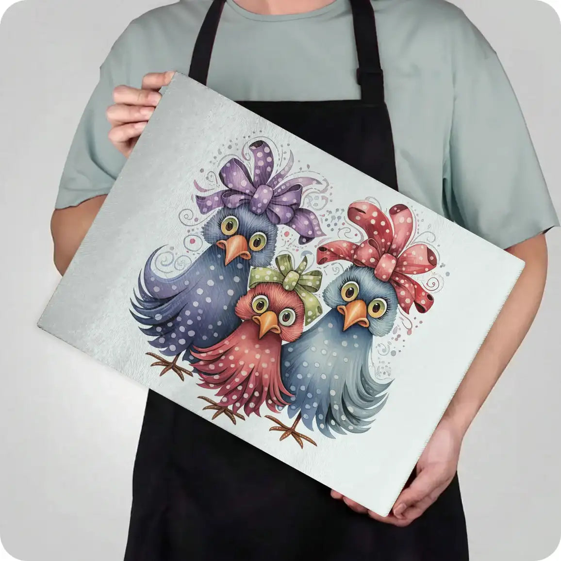 Silly Chicken Tempered Glass Cutting & Serving Board