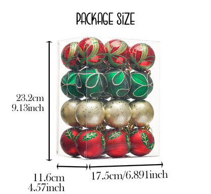 Refined Ornament Bauble Set, 24 Pc Set Red, Gold, and Green