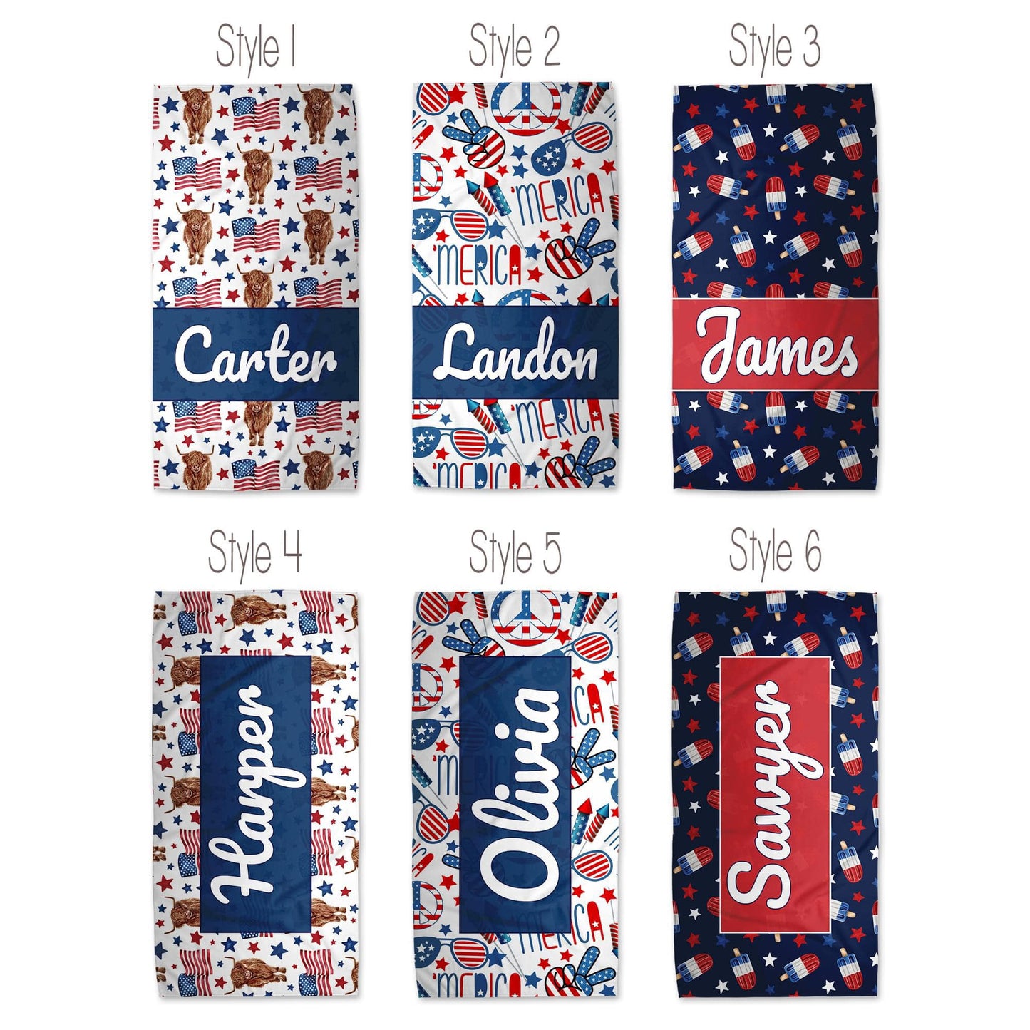Red, White & Blue Personalized Towel