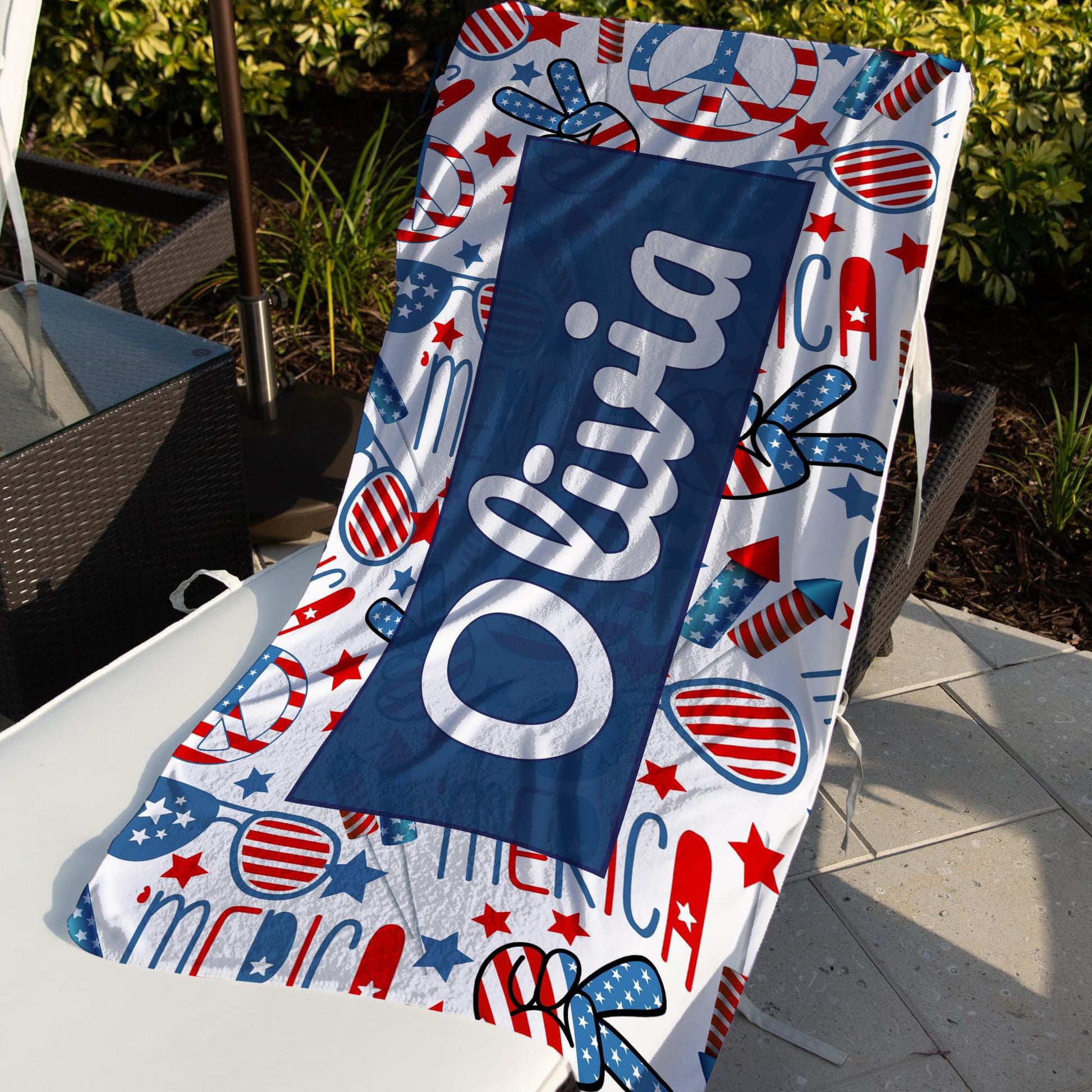 Red, White & Blue Personalized Towel