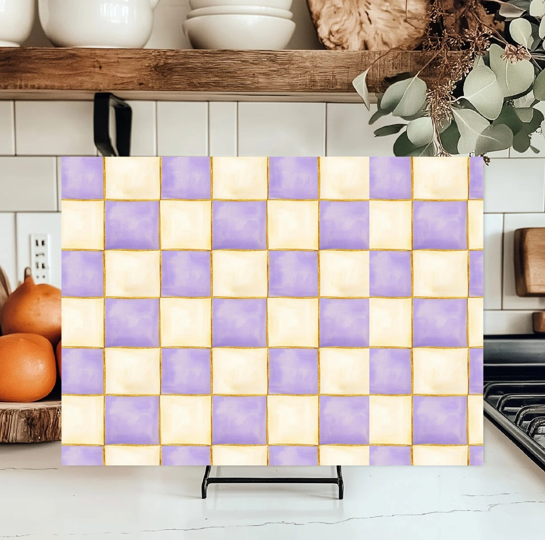 Checkered Glass Kitchen Cutting Board - NY Gift Boutique