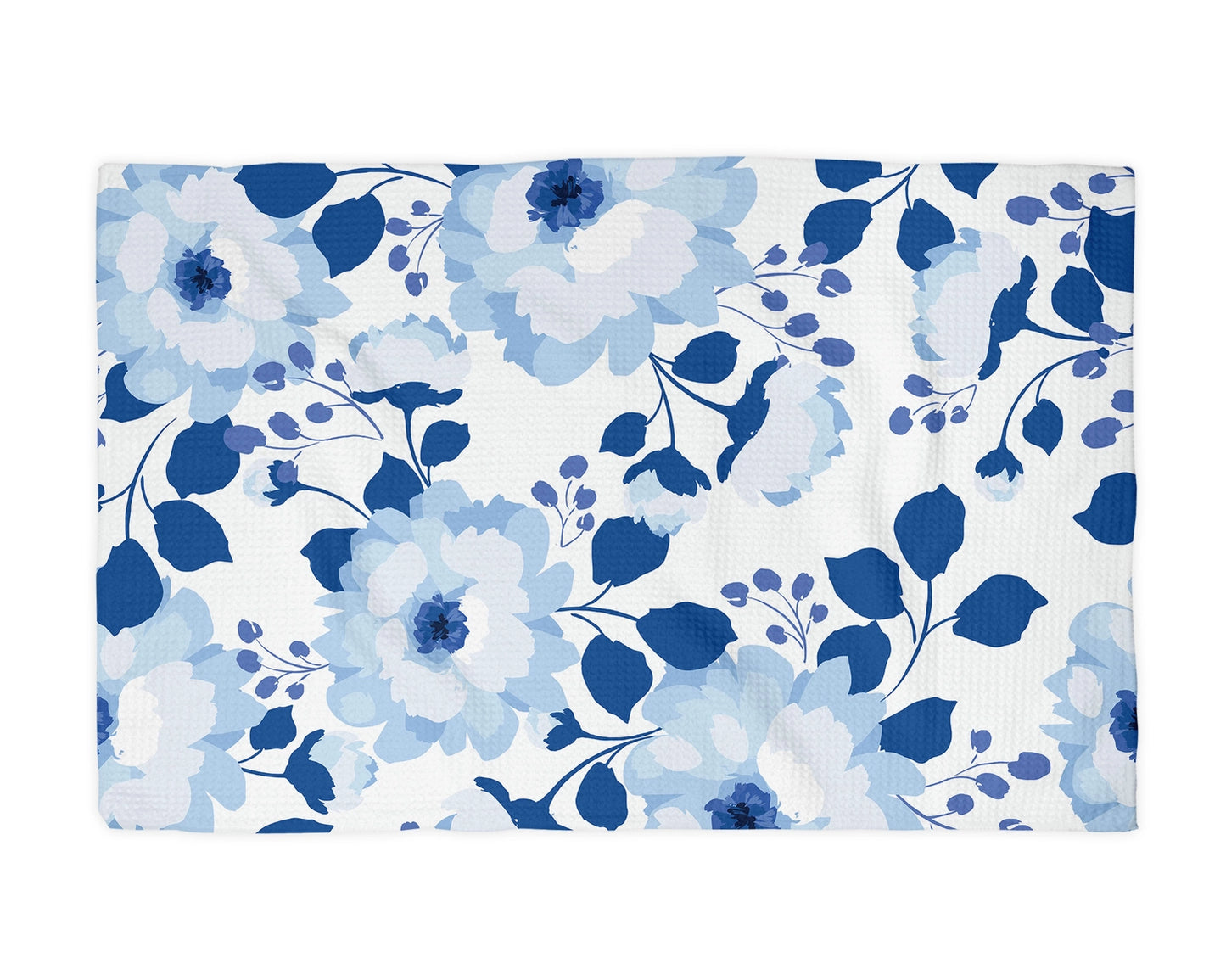 Blue Floral Peony Waffle Weave Towel - NY Gift Boutique