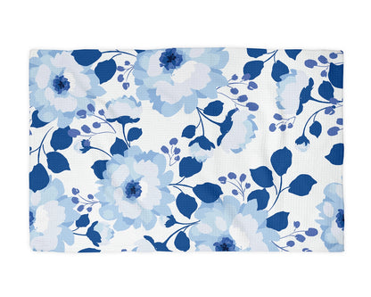 Blue Floral Peony Waffle Weave Towel - NY Gift Boutique