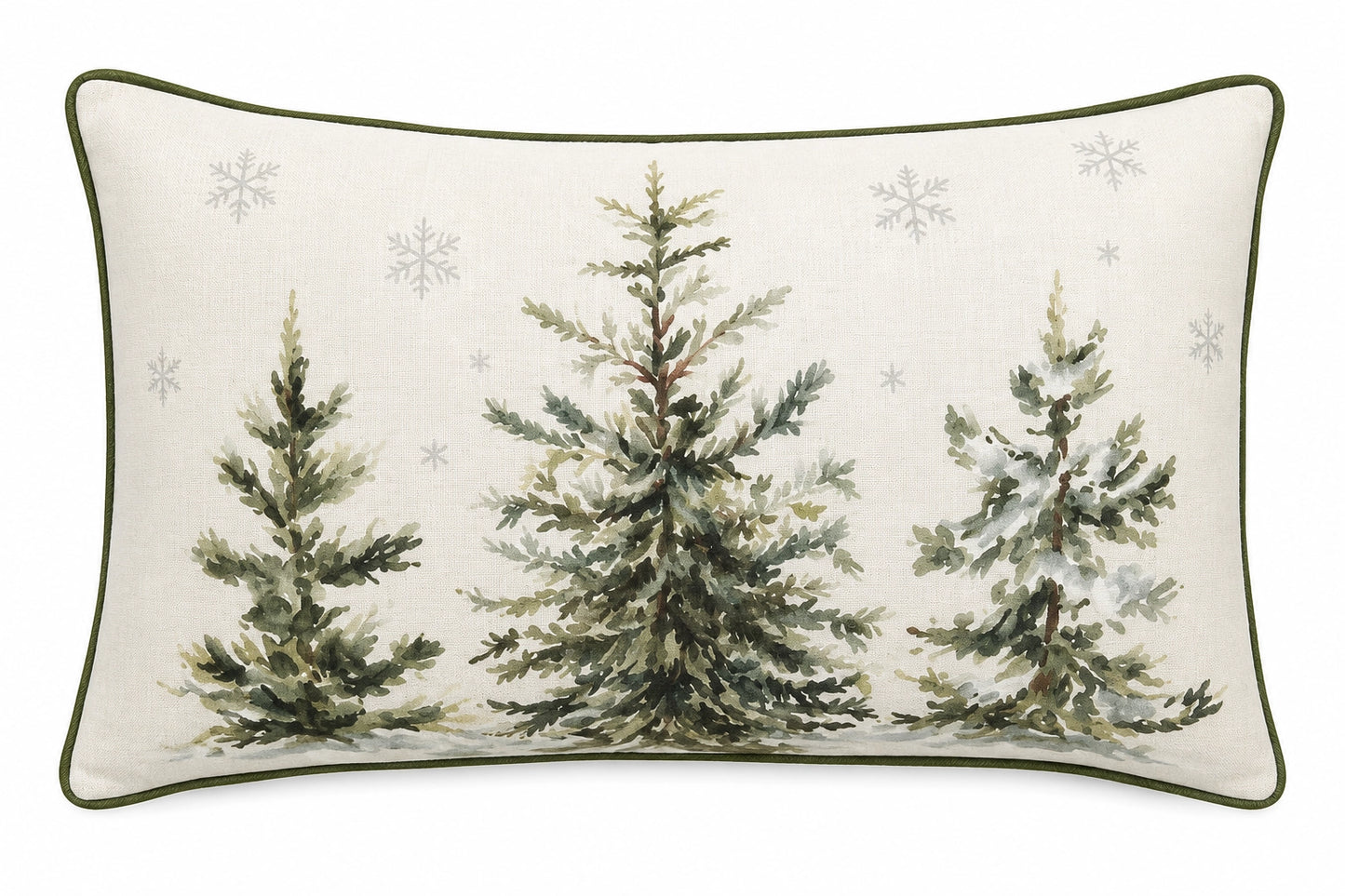 Watercolor Winter Pine Trees Lumber Throw Pillow