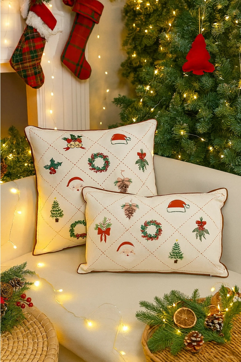 Christmas Design Velvet White Throw Pillow - NY Gift Boutique