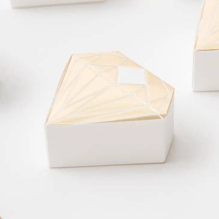 Diamond Favor Box With Metallic Gold - Set of 10