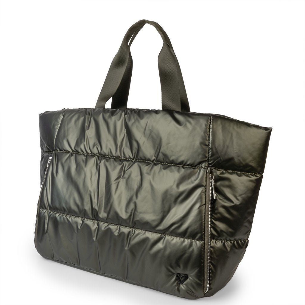 Panorama Large Puffer Tote - Olive