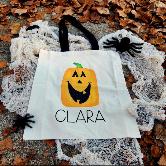 Custom Pumpkin Halloween Trick or Treat Bag