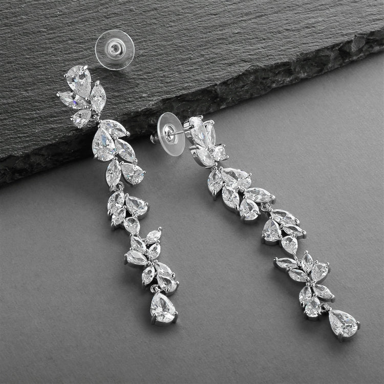 Cubic Zirconia Long Statement Dangle Earrings