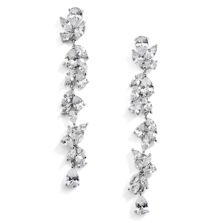 Cubic Zirconia Long Statement Dangle Earrings