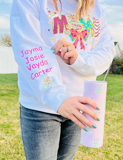 Mama Christmas Sweatshirt with Personalized Sleeve