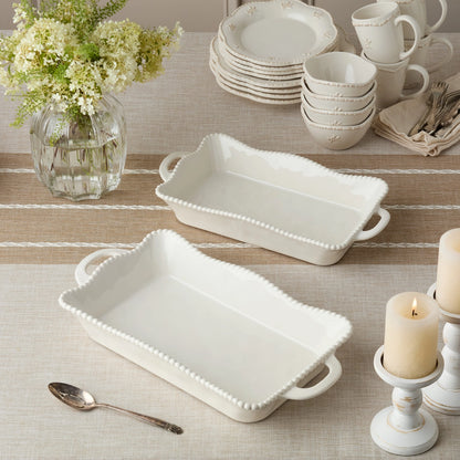 Perlette Cream Large Rectangular Baker 16in X 10.25in
