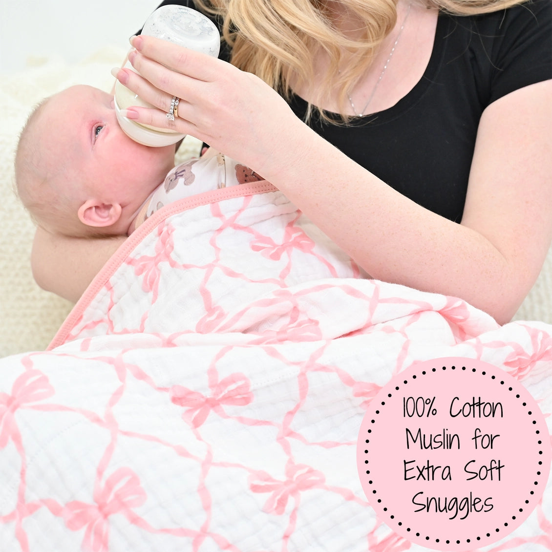 Beautiful Bows Baby Toddler Muslin Blanket