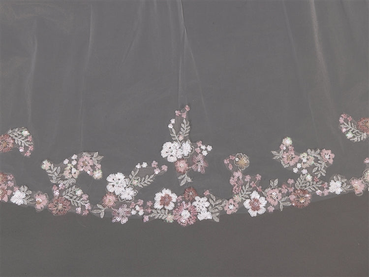 Cathedral Veil with Sequin and Embroidered Flowers & Leaves