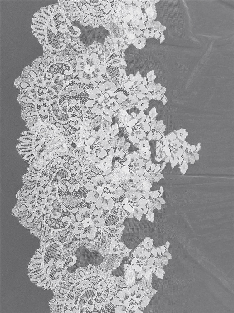 Luxe Soft Italian Tulle - Wide Lace Trim 120" Royal Cathedral Veil