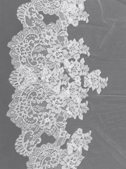 Luxe Soft Italian Tulle - Wide Lace Trim 120" Royal Cathedral Veil