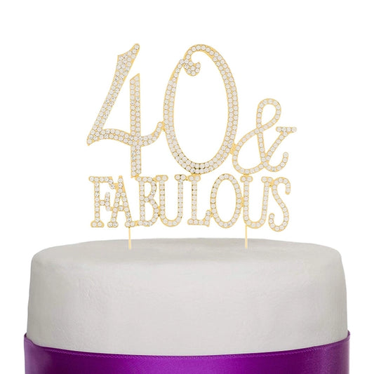 40 & Fabulous Gold Crystal Cake Topper