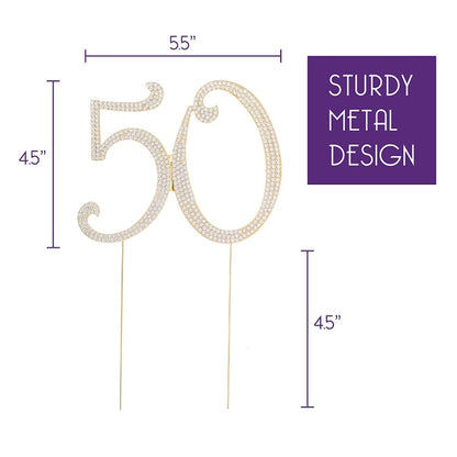 Gold 50 Crystal Cake Topper