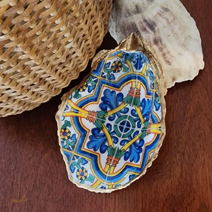 Amalfi Coast Oyster Shell Dish & Ornament | Mediterranean Coastal Art Gift