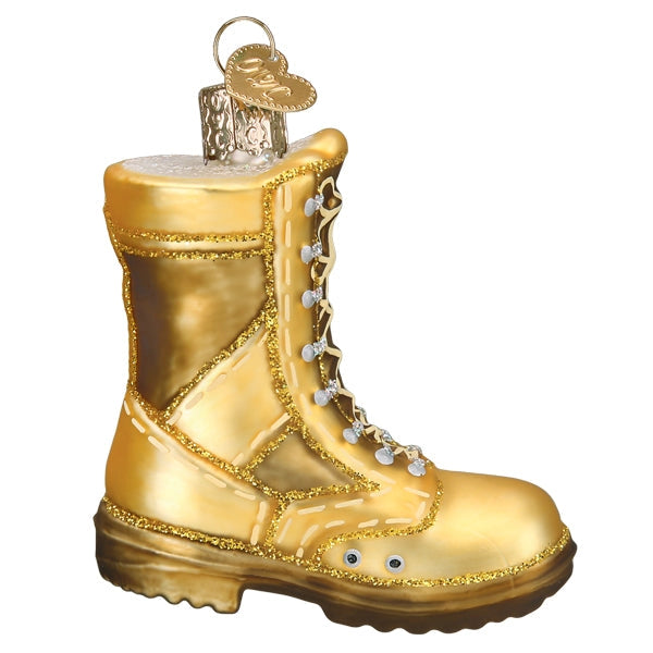 Military Boot Blown Glass Ornament
