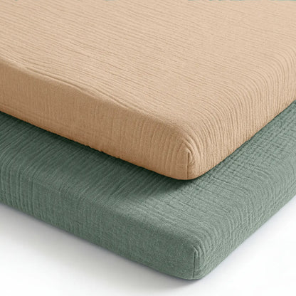 Comfy Cubs Muslin Bassinet Sheet, 2-Pack 100% Soft Cotton