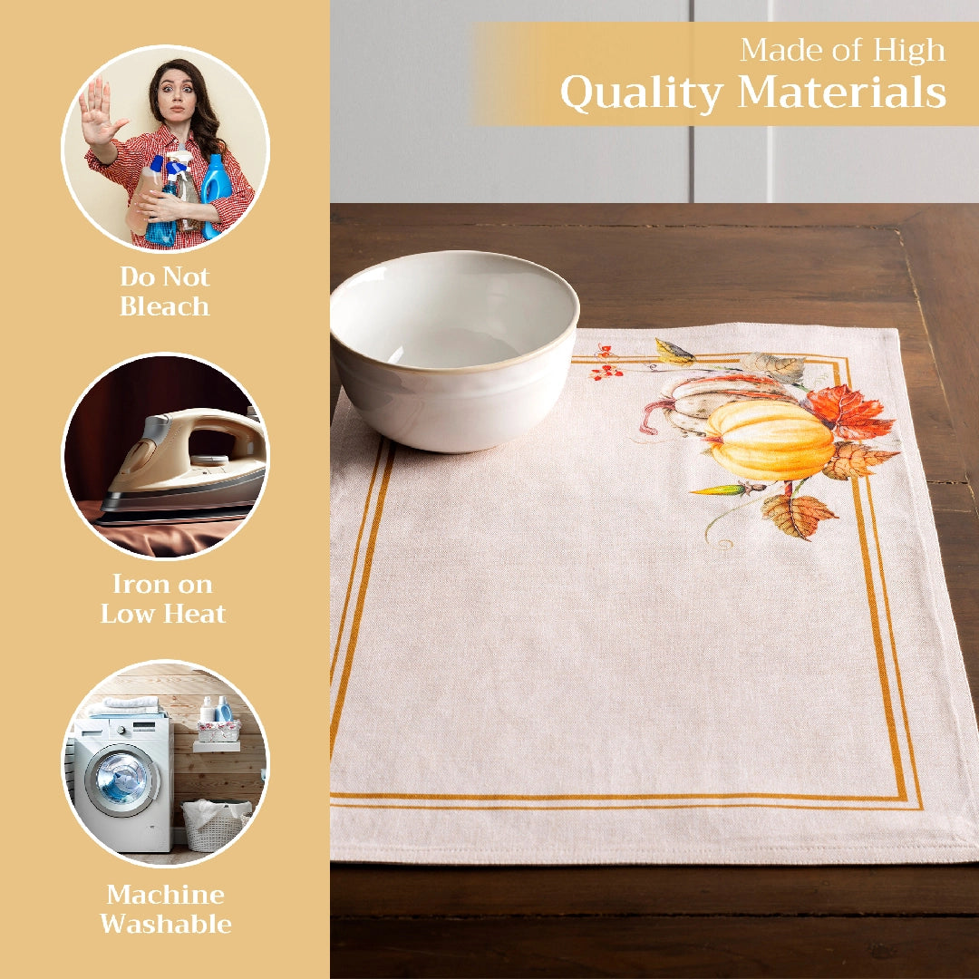 Potiron Fall -Placemats 100% Cotton 13" X 19" - Set of 4