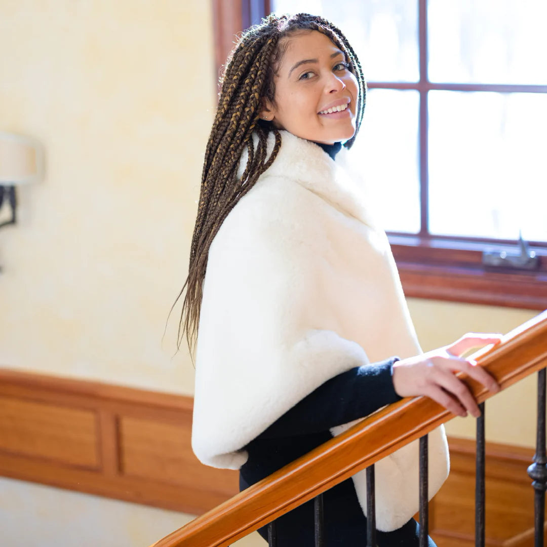 Wedding White Faux Fur Collins Capelet