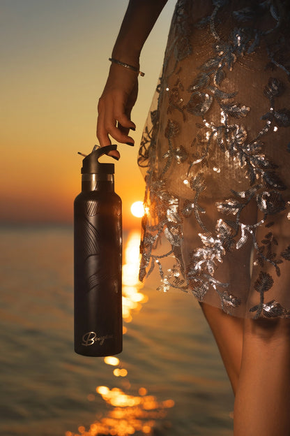 Black Lotus Gloss Flower 25 oz Insulated Water Bottle Preorder