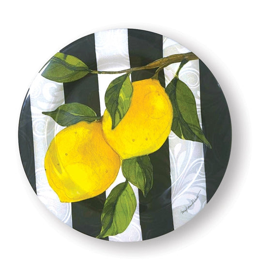 Striped Yellow Lemon Dinner Plate