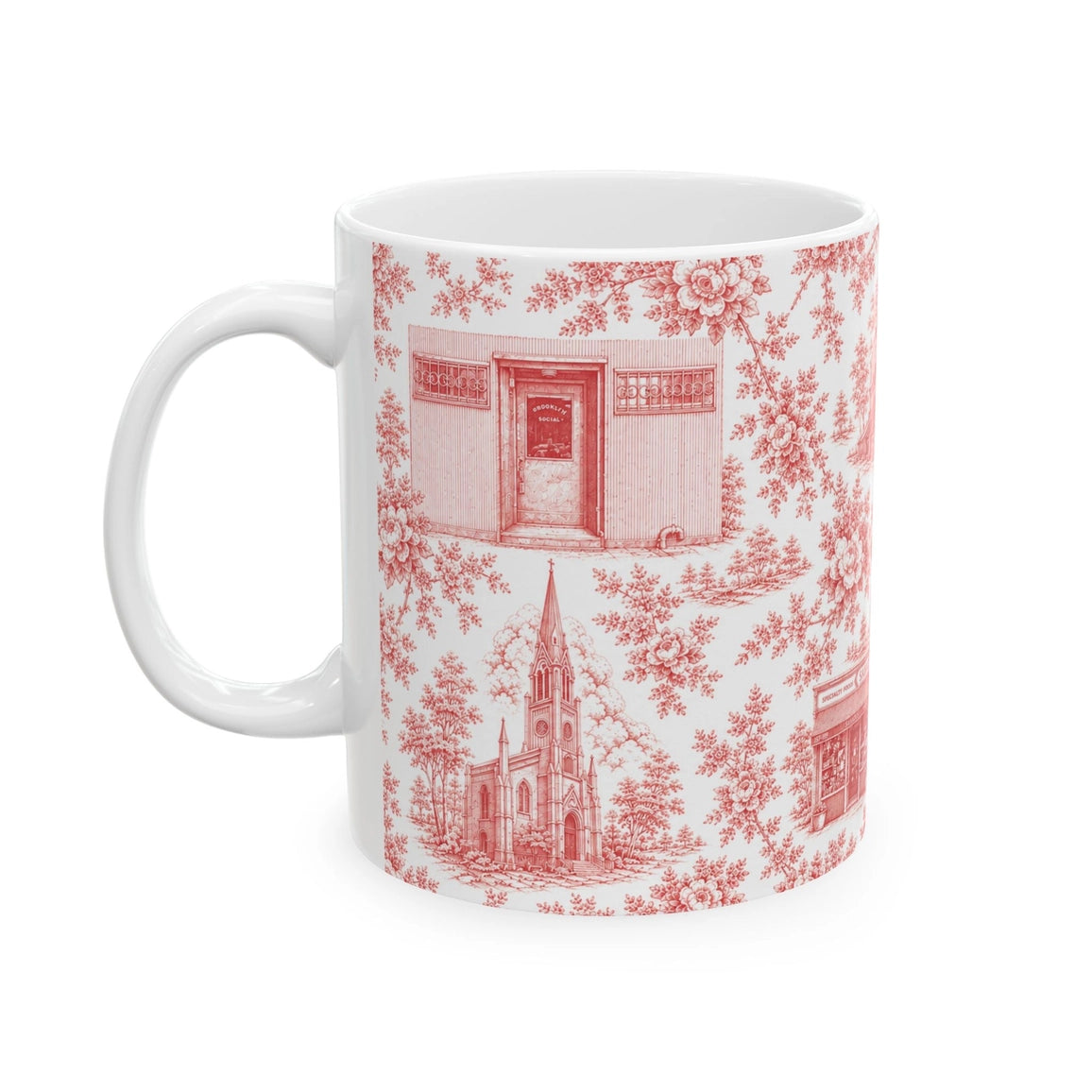 Cobble Hill Blue Toile De Jouy Chinoiserie Ceramic Mug