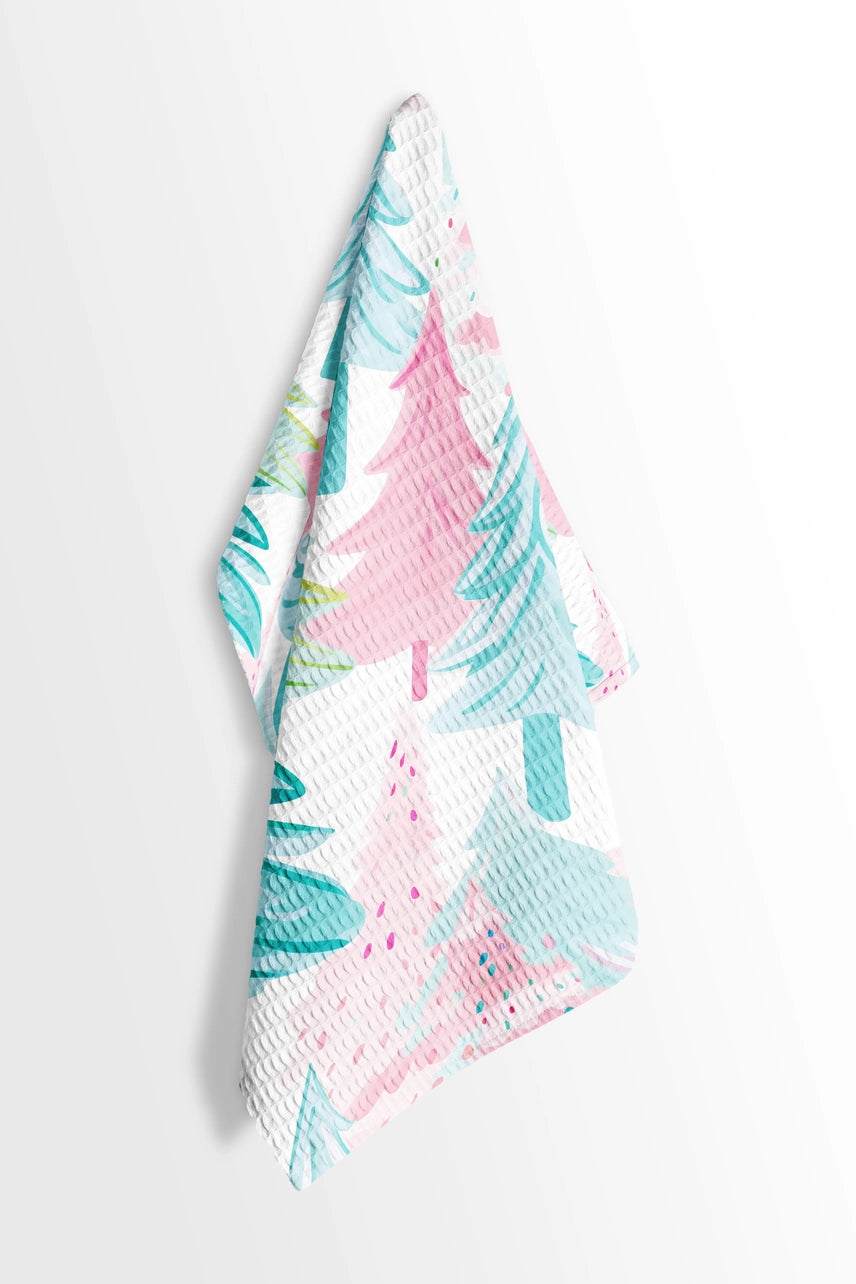 Preppy Beach Christmas Waffle Weave Tea Towel