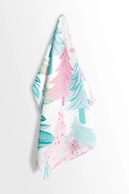 Preppy Beach Christmas Waffle Weave Tea Towel