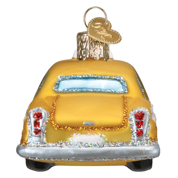 NYC Taxi Glass Christmas Ornament